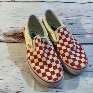 Vans Red checker board slip on new condition womens 7.5 men’s 6